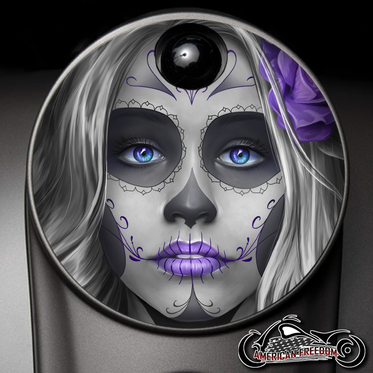 Custom Fuel Door - Purple Sugar Skull